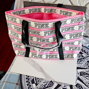 PINK Victoria's Secret Logo Tote Pink and Black NEW
